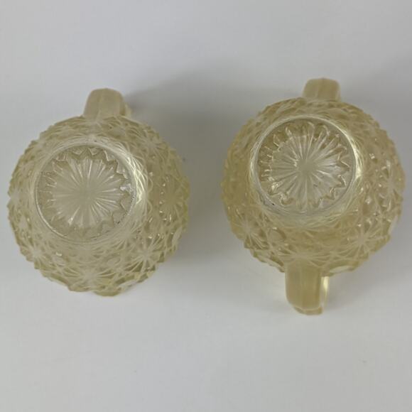 Crystal Miniature Creamer & Sugar Daisy & Button Vintage 1950’s-60’s L E Smith - Picture 6 of 9